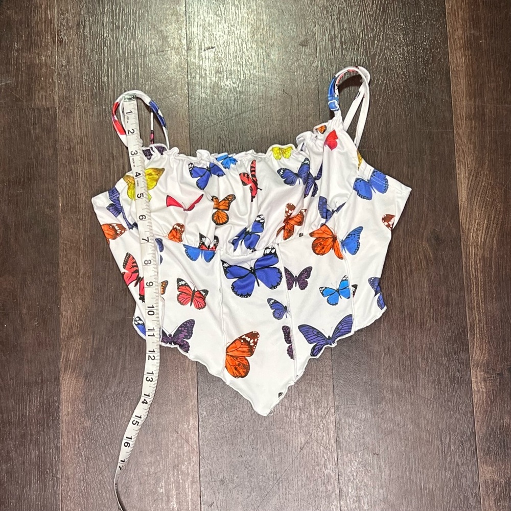 Shein White Butterfly Top - Picture 4 of 5